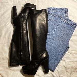 CHLOE Nappa Elton Leather Black Boots Size 38